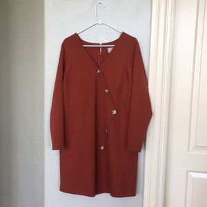 short orang dress with buttons